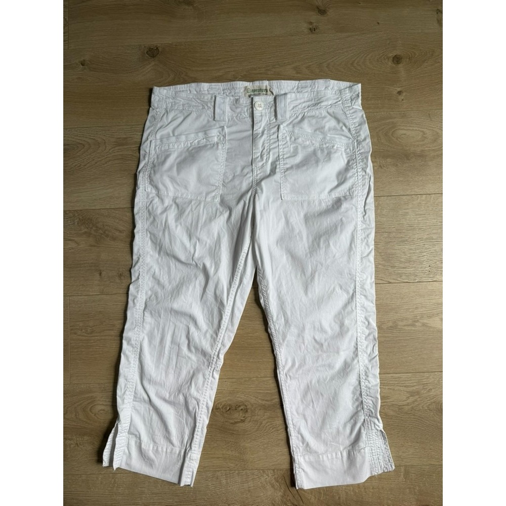 Womens Aventura organic cotton white cropped capri pants outdoors size 14